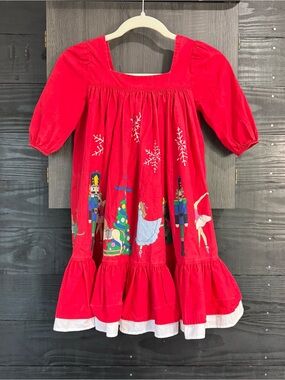 Eleanor Rose Girls Nutcracker Christmas Dress Red Holiday Ruffle Hem Size 8-10